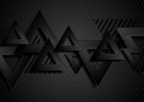 Black abstract triangles on grid background vector