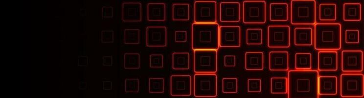Bright glow red neon geometric squares abstract banner design vector