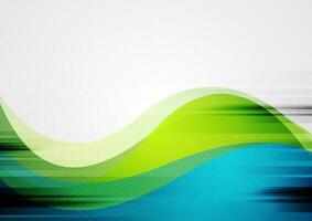 Green and blue abstract grunge wavy background vector