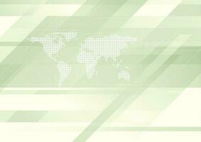 Green tech geometric background with world map vector