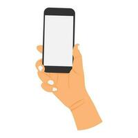 vector illustration of a hand holding a cell phone or smartphone