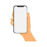 vector illustration of a hand holding a cell phone or smartphone