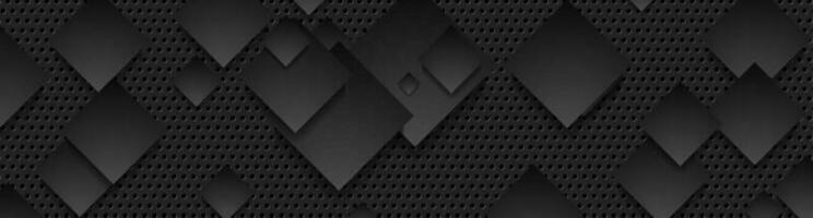 Black squares on dark perforated metallic background vector