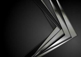 Black and silver metallic stripes abstract corporate background vector
