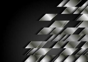 Dark abstract technology background with metallic shapes vector