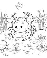 Crab Isolated Coloring Page for Kids vector