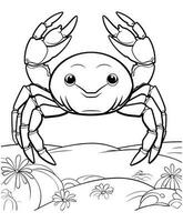 cute crab coloring pages vector