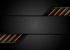 Futuristic technology background with orange glowing lines vector