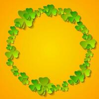 St Patrick Day abstract background with ring from shamrock leaves vector