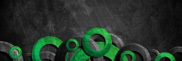 Black and green rings abstract geometric background vector
