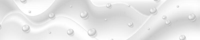 Concept banner with smooth liquid waves and glossy beads vector