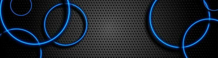 Futuristic technology background with blue glowing circles vector