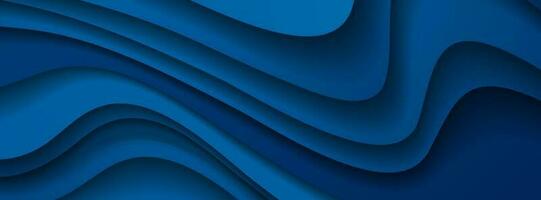 Dark blue paper waves abstract banner vector