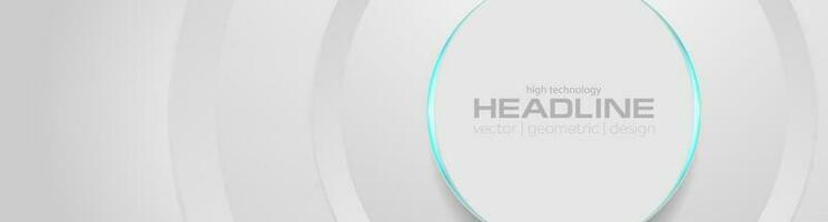 Grey circle with cyan light abstract tech banner design vector