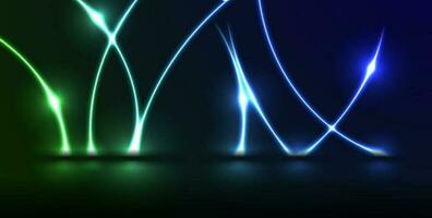 Neon curved lines abstract technology background vector