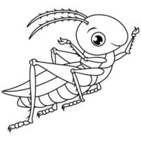 Cartoon grasshopper on line art vector