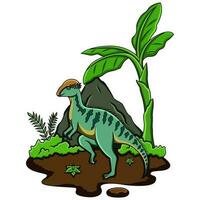 Cartoon Amargasaurus in the jungle vector