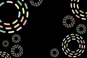 pastel colored dashed border circles pattern on black background vector