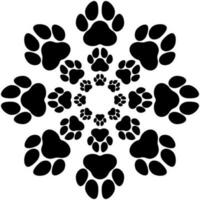 Black concentric paw design on white background vector