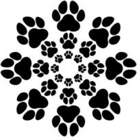 Black concentric paw design on white background vector