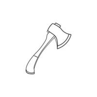 Hand drawn Kids drawing Cartoon Vector illustration wooden axe icon Isolated on White Background