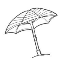 mano dibujado playa paraguas icono diseño modelo. vector bosquejo garabatear ilustración aislado en blanco antecedentes. verano vacaciones y ocio símbolo. Perfecto para colorante libros y pegatinas