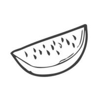 Slice and whole of watermelon outline. Coloring page. Vector illustration isolated on white.