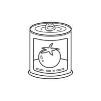 Hand drawn Kids drawing Cartoon Vector illustration canned tomatoes icon Isolated on White Background