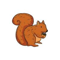 Kids drawing Cartoon Vector illustration squirrel Isolated on White Background