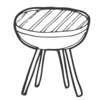 carbón parrilla mano dibujado contorno garabatear icono. tetera parilla parrilla vector bosquejo ilustración para imprimir, web, móvil y infografia aislado en blanco antecedentes.