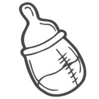 Baby milk bottle vector draw in doodle style isolated on white background