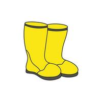 Hand drawn Kids drawing Cartoon Vector illustration rubber boots Isolated on White Background