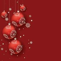 Red Christmas winter background with snowflakes vector