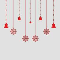 Background of big and small snowflakes and various Christmas symbols, white on red vector