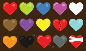 Collection set of various types of colorful hearts vector