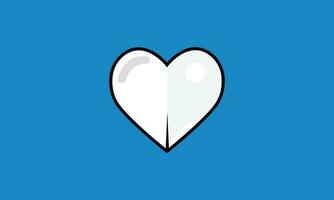 white heart on blue background vector