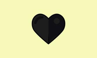 negro corazón aislado en ligero amarillento antecedentes vector