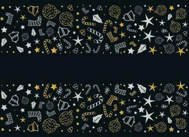 Simple Christmas background, golden geometric minimalist elements and icons. Happy new year banner. Xmas tree, snowflakes, decorations elements. Retro clean concept design vector