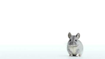 Photo of a chinchilla on white background. Generative AI