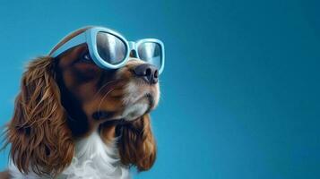 Photo of haughty cavalier using glasses  and office suit on white background. Generative AI