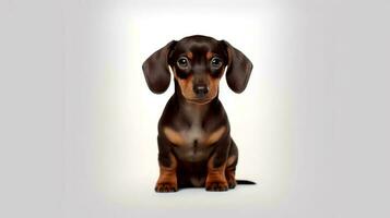 Photo of a dachshund on white background. Generative AI