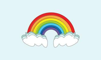 rainbow in the clouds on sky, colorful vector
