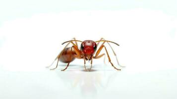 Photo of a weaver ant on white background. Generative AI