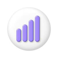 Purple 3D Wifi signal level on white button. 3d cartoon vector illustration.