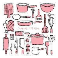 vector line drawn cooking utensils