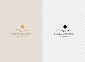 Natural branding logo design concept. Sun and mountain logo. Vector illustration.
