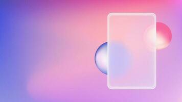 3d vertical rectangle card glass morphism background. Vector vibrant futuristic geometric shape template with blurry gradient. Modern glassmorphism presentation wallpaper in purple and pink