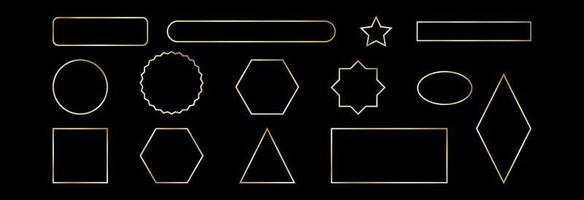 A set of geometric shapes in a golden outline. vector