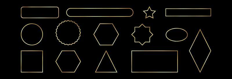 A set of geometric shapes in a golden outline.