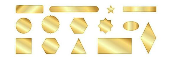 Set of golden geometric shapes. Set of different icons. vector